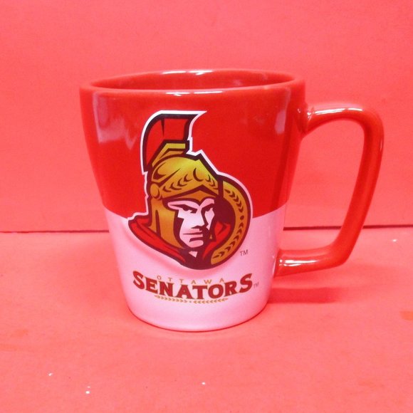 NHL Ottawa SENATORS Hockey Sport Red & White Embossed Coffee Tea Mug - Picture 1 of 6